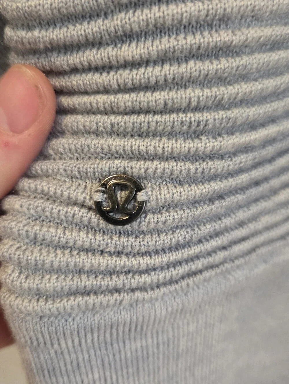 Lululemon Light Gray Blue Open-Front Ribbed Pocket Cardigan Sweater